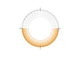 Sun path diagram for architectural planning, vector