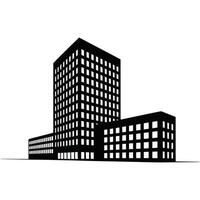 A black and white illustration of a tall building vector