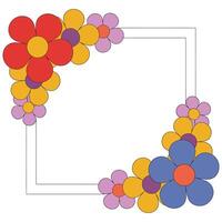 A square frame with flowers in different colors vector
