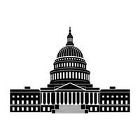 Monochrome U.S. Capitol Outline for Graphic Use. vector