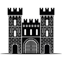 A castle with two gates and a gate on a white background vector