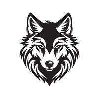 The wolf head is black and white on a white background vector
