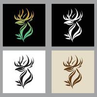 Stylized deer head logo design in various colors vector