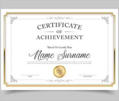 Certificate of achievement with gold seal vector