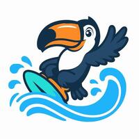 Tropical Surfing Toucan vector