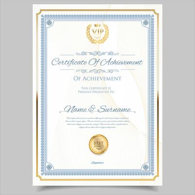 Certificate template vintage border award background achievement certificate or diploma design