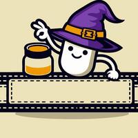 Cute Wizard Mushroom with Honey Jar vector