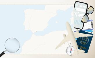 Gibraltar map and flag, cargo plane on the detailed map of Gibraltar with flag. vector