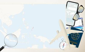 Palau map and flag, cargo plane on the detailed map of Palau with flag. vector