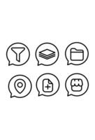 Filter, layers, folder, location, add document, and shop icons vector