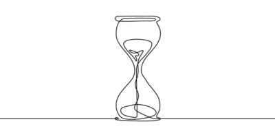 Line time hourglass continuous hour glass sand one clock watch icon. Line hourglass drawing wait single countdown illustration abstract art concept outline logo background sandglass past linear vector