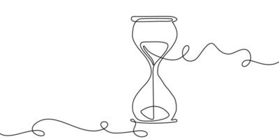 Time line hourglass sand glass continuous hour one watch clock icon. Hourglass line drawing past outline illustration abstract concept art logo background sandglass linear wait single countdown vector