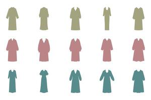 Collection of Long Clothes Icon Set Design vector