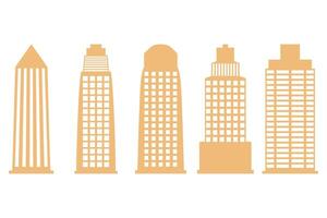 Stylized Skyscraper Building Icon Set Design vector