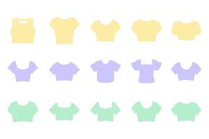 Simple Crop Top Icon Set vector