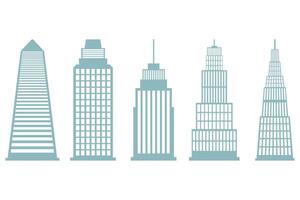 Skyscraper Building Icon Set Design in Various Styles vector