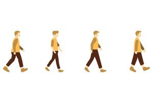 Stylized Man Walking Illustration Set Design vector