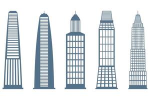 Modern Skyscraper Building Icon Set Design vector