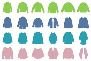 Jacket Silhouette Icon Set Design in Various Styles vector