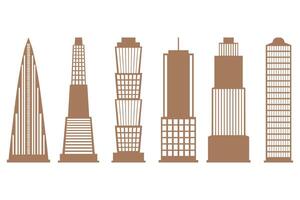 Minimalist Skyscraper Building Icon Set Design vector
