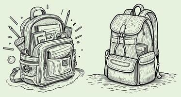 Vintage Backpack Illustration with Books and Scrolls vector