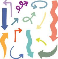 Set of various hand drawn arrows different shapes and thicknesses vector