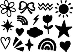 Abstract cute doodle cartoon hand drawn for element and illustration vector