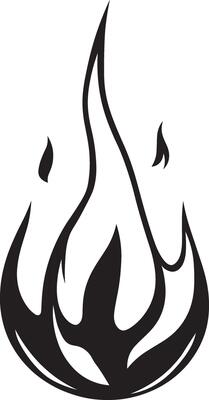 Bold black fire graphic design element.