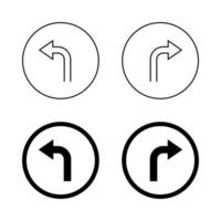 Two way turn arrow icon. Left and right turn sign on circle line vector