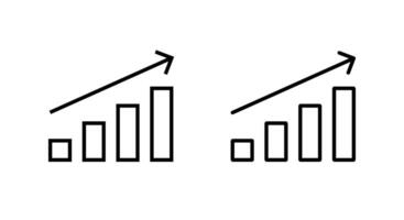Growth bar chart with upward trend arrow icon. Increase, success, and financial rise symbol. Editable stroke vector