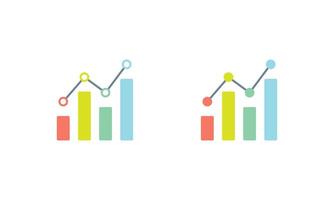 Flat bar and line chart icon. Colorful data visualization symbol vector