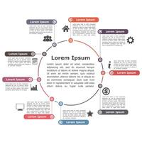Circle infographics diagram with icons and text, round diagram template vector