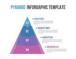 Pyramid infographics template with four elements vector