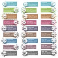 Set of connected design elements with numbers and text vector