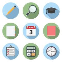 Study icons for students and learning vector