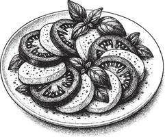 Caprese salad with tomato mozzarella and basil vector