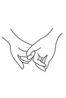 Two hands holding each other in a line drawing vector