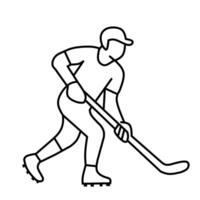 Minimalist one line drawing of a hockey player in action with a stick. Clean and modern design suitable for winter sports themes, team branding, training materials, or athletic promotions. vector