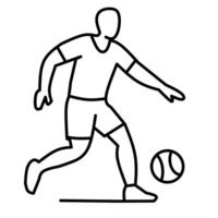 Minimalist one line drawing of a soccer player kicking a ball. Clean and simple design suitable for football-themed content, sports promotions, training materials, or athletic branding. vector
