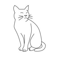 A cat is sitting in a line drawing vector