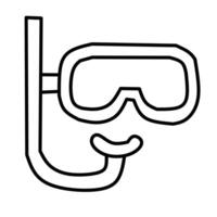 Simple outline of a snorkel mask and tube. A clean line art illustration perfect for diving, swimming, beach, and underwater exploration themes. vector