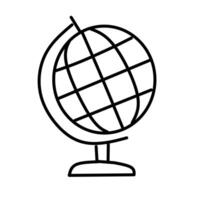 A simple line drawing of a world globe on a stand. Represents geography, Earth, travel, education, and global awareness. vector