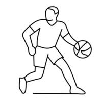 Agile basketball player dribbling the ball. This simple yet dynamic illustration is perfect for sports designs, apps, websites, and promotional materials. vector