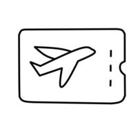 Simple outline of an airplane boarding pass or ticket. A clean line art illustration perfect for travel, flight, vacation, and transportation themes. vector