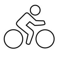 Simple line drawing of a person riding a bicycle. A clean and basic illustration perfect for icons, infographics, and general transportation themes. vector