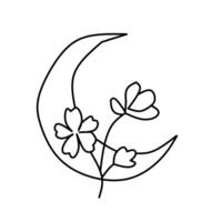 A moon with flowers on it vector