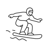 Snowboarder gliding down a snowy slope. This clean line art illustration captures the thrill of winter sports, ideal for various designs, apps, and promotional use. vector