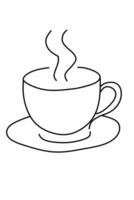 A cup of coffee is drawn in a line on a white background vector