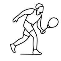 Racquet sport player ready to strike. This clean line art illustration depicts a dynamic figure in action, perfect for sports designs, apps, and websites. vector
