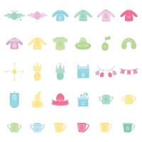 Easter Day Decoration Flat Icons. Easy To Edit. EPS 10 vector